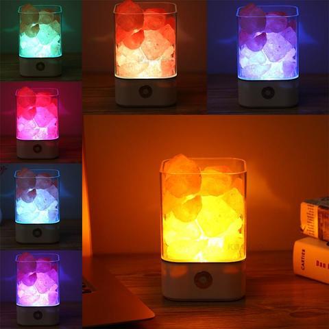 Glass + Himalayan Salt LED Lamp