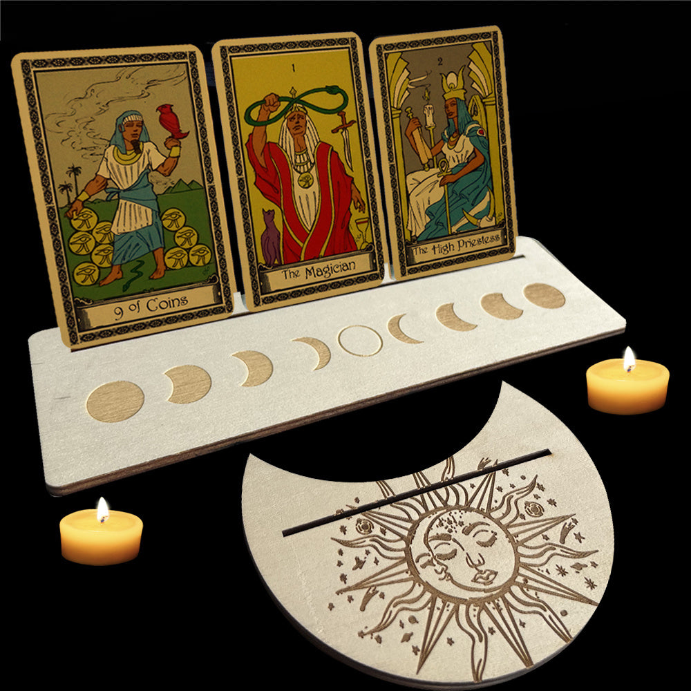 Wooden Moon-shaped Tarot Card holder(Black)