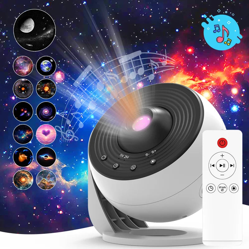 Galaxy Projector 360° Rotate Planetarium + White noise (remote+) Night Lamp