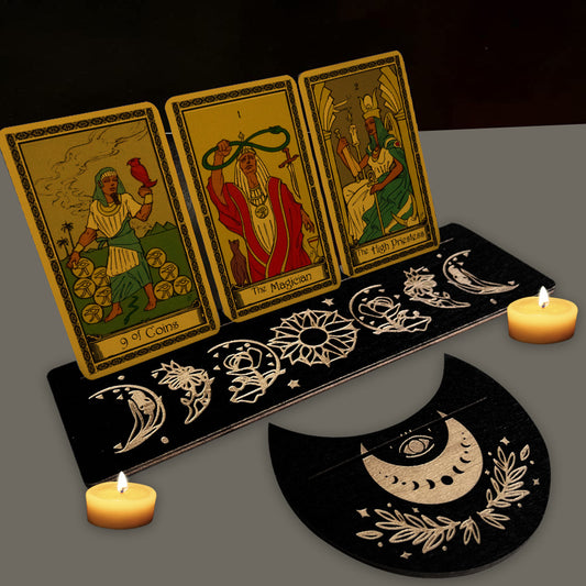 Wooden Moon-shaped Tarot Card holder(Black)